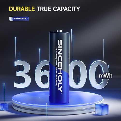 Miniatura 2 de Paquete de 16 baterías recargables AA de litio, 1.5 V 3600 mWh, baterías dobles de iones de litio AA de larga duración (con cargador de 8 ranuras)