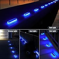 Vista 6 de Honalia Paquete de 6 luces solares azules para muelles y entradas, funciona con energía solar, paquete de 6 luces de paso de hormigón para entrada