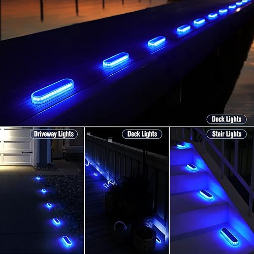 Miniatura 6 de Honalia Luces solares para cubierta, luces de muelle de entrada, paquete de 6 luces LED inalámbricas IP68 impermeables para exteriores, luces de