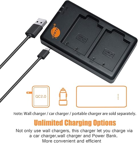 Miniatura 5 de DSTE Batería NP-W126, NP-W126S (paquete de 2) con cargador dual USB para Fuji X-T100, X-T200, X100F, X100V, X-S10, X-A5, X-A10, X-E4, X-Pro2,