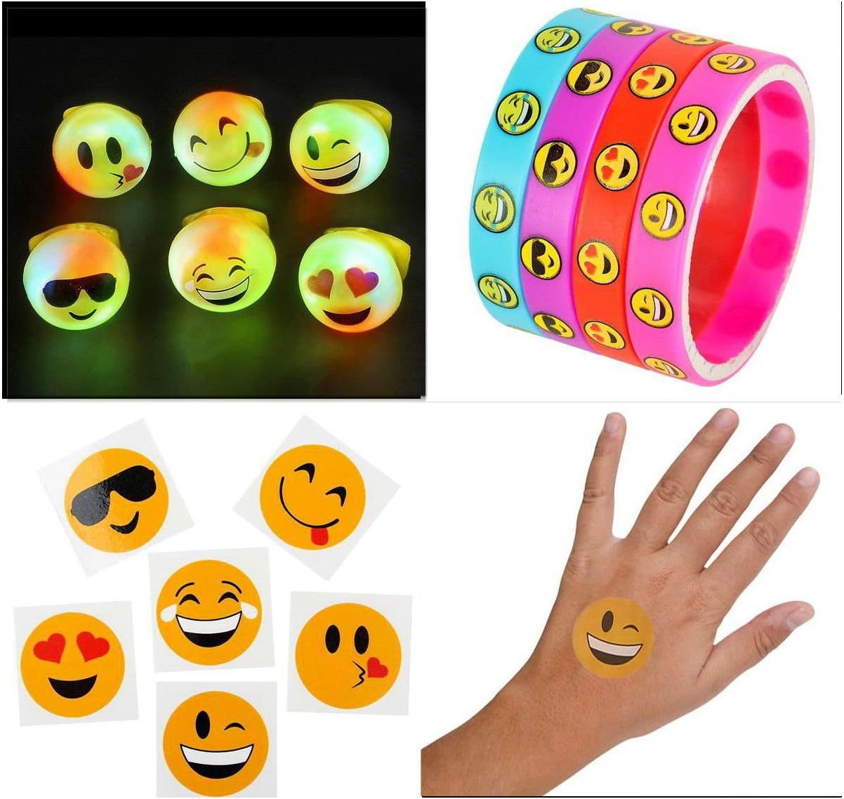 Unbranded 12 LED Light UP Flashing Emoji Jelly Rings + 12