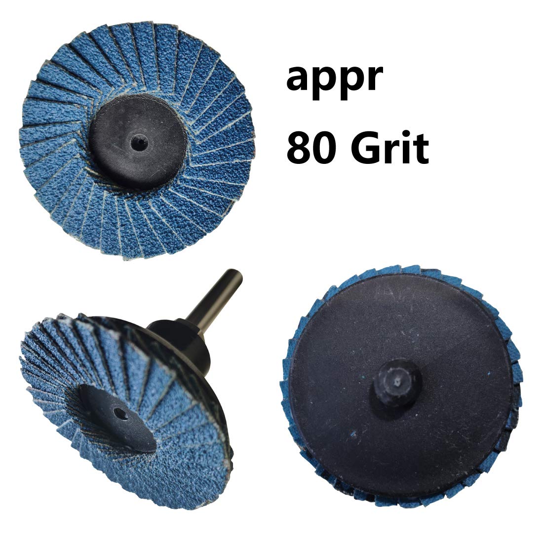 Sanding Discs 50PCS 2-Inch Roll Lock Surface Conditioning Set with 1/4" Holder – Red, Blue, Green, Brown, Khaki Discs – 80 to 400 Grit for Rust, Paint, Burr, and Surface Removal – Fits Die Grinders