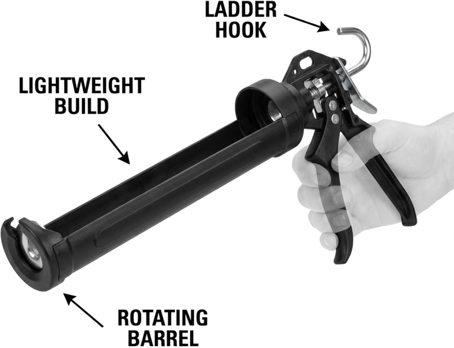 112 Series Manual Caulking Gun - 29 oz Cartridge Dispenser, 12:1Thrust Ratio, Lightweight 2.35 lbs No Drip Hand Operated Sealant & Adhesive Applicator - Professional Contractors DIY Projects