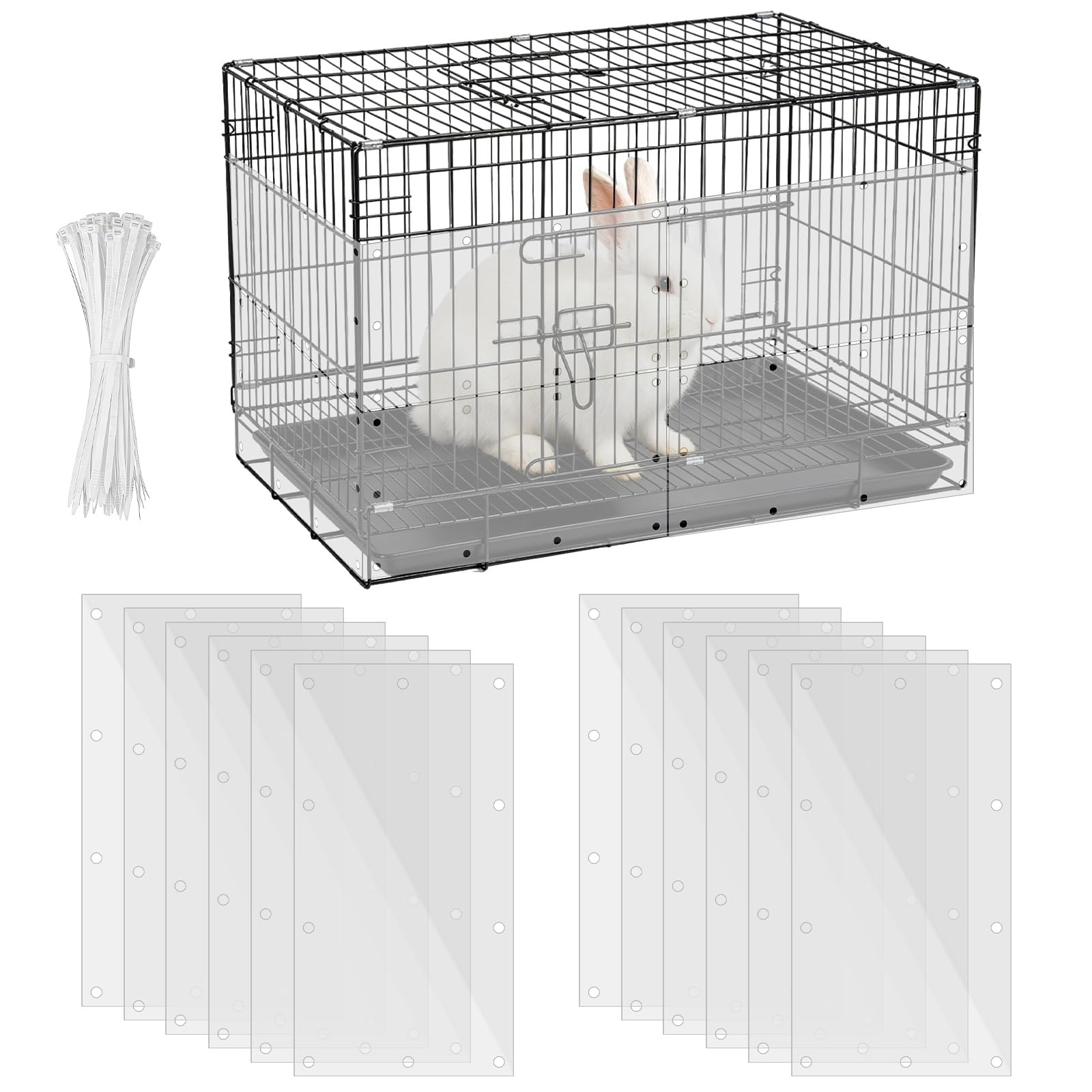 12PCS Pet Cage Liner Protection, Clear Urine Guard Side Lining，Anti-Urine Splash Sheet for Rabbits, Hamsters, Rats, Hedgehogs & Ferrets Cage Side (30 x 15cm)