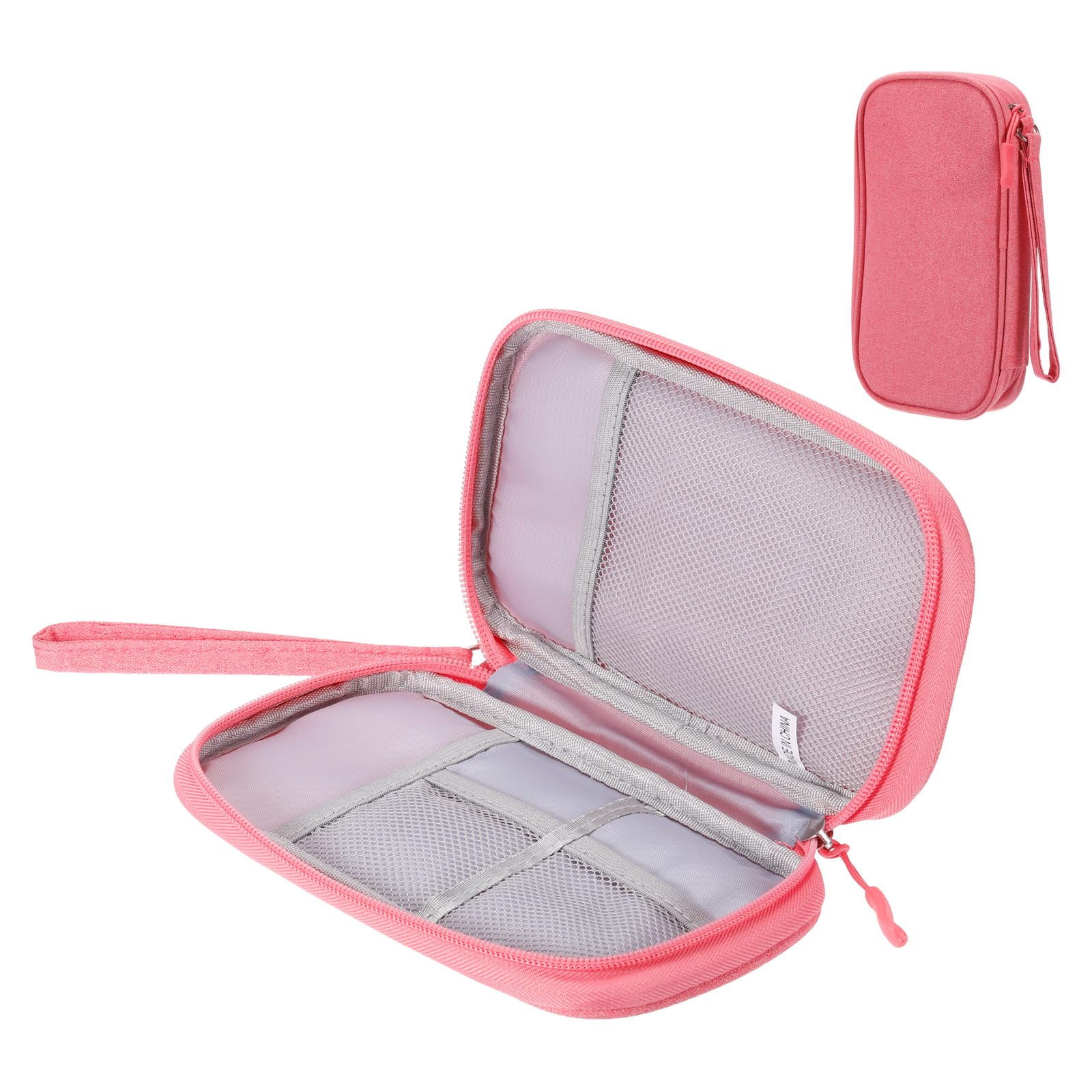 Muiltvoe Electronic Organizer Case Travel Cable Organizer Bag Single Layer Waterproof Pouch Carry Case for Cable, Cord, Charger, Pink, 190x110x35mm