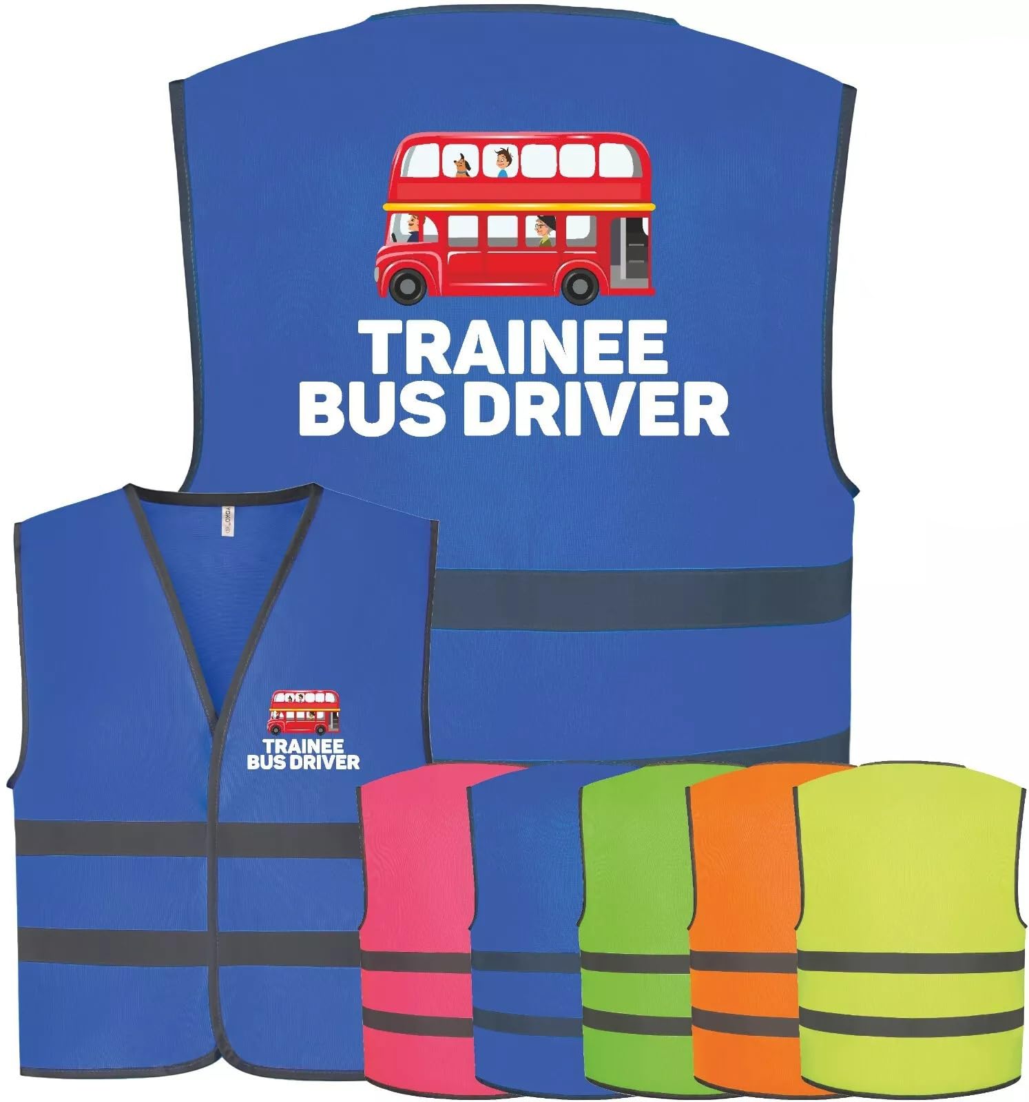 Corporate Togs Trainee Bus Driver Printed Vest, Children's Visibility Safety Vest, Sleeveless, Reflective Bands, Hook & Loop Fastening, Small to Large Size | Emergency Hi-Vis Vests