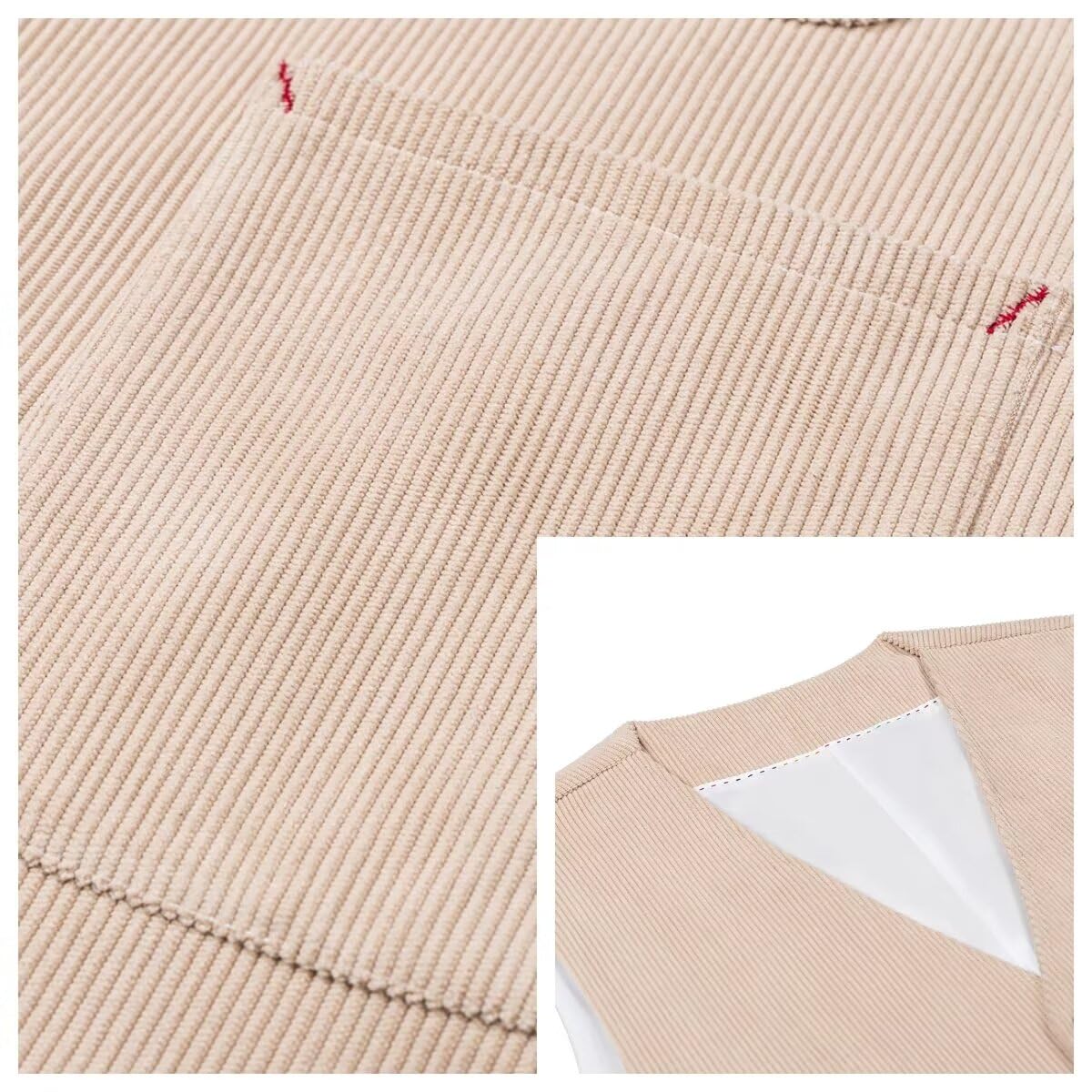 Solovedress Gilet vintage en velours côtelé sans manches pour homme - Col en V - Gilet de costume pour fête