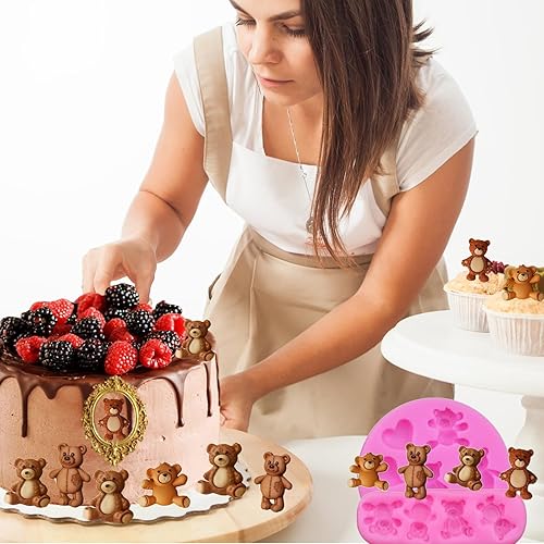 Miniatura 3 de 5 moldes de silicona para fondant de oso y bolas de fondant de perlas 3D, semiesferas de chocolate, marcos de fotos de silicona para ositos de