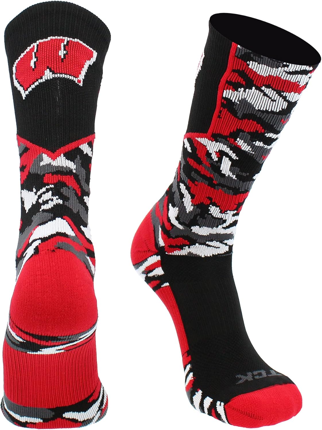 TCK NCAA Woodland Camo Crew Socks – Officially Licensed Collegiate Fan Gear – Durable Cushioned Moisture Wicking Socks