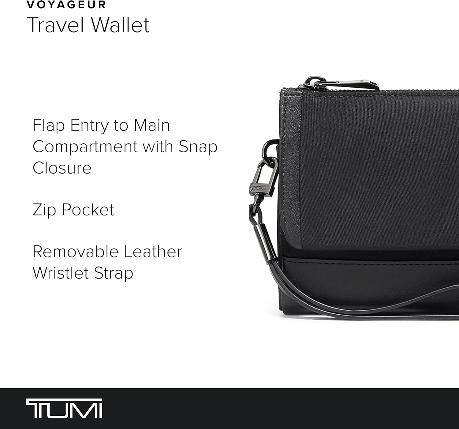 TUMI - Voyageur Travel Wallet - Wristlet Wallet with Passport, Cash & Card Holders - Zipper Wallet for Women - With Gift Box - Black/Gunmetal