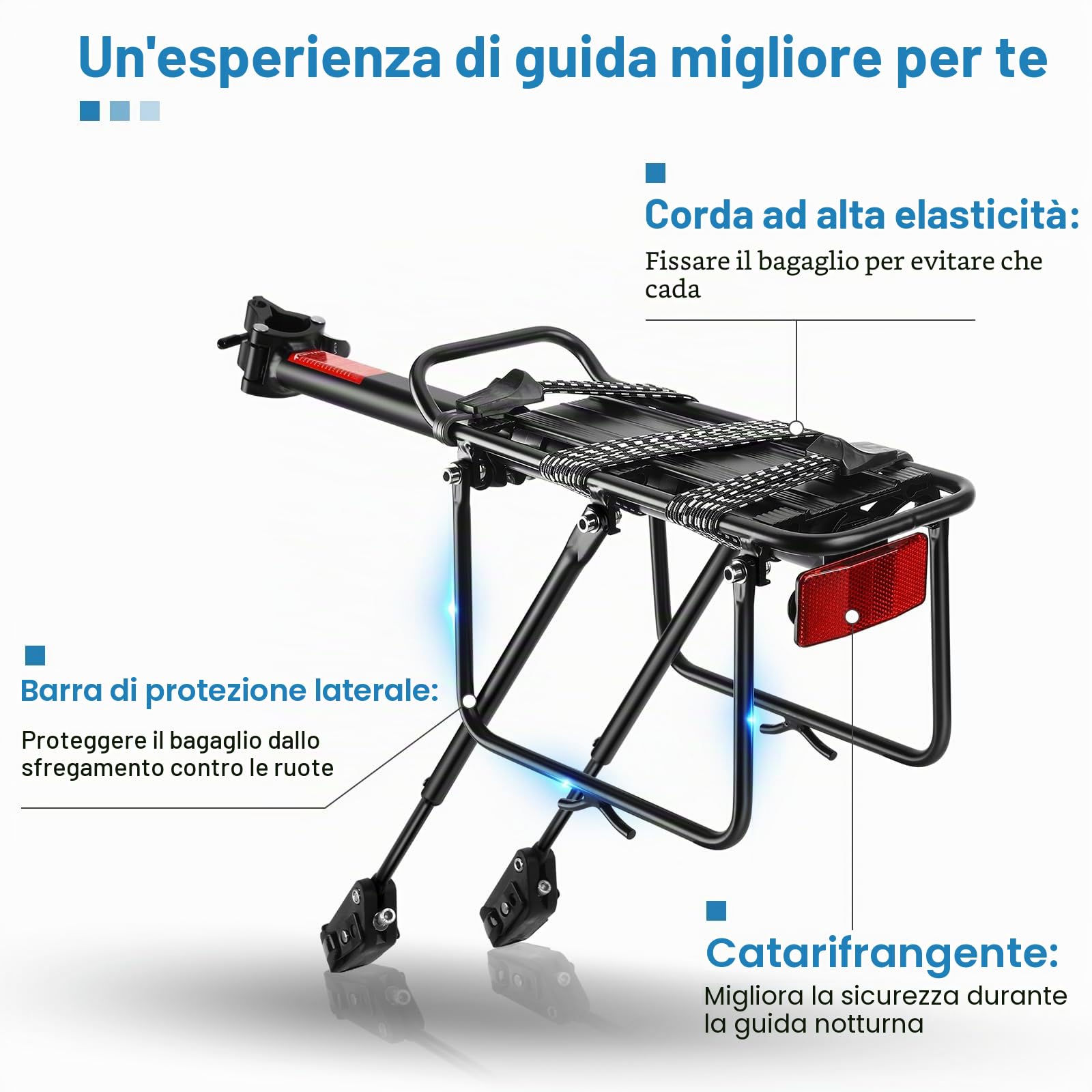 toptrek Portapacchi Mountain Bike per bicicletta da 24 – 29 pollici | Universale in lega di alluminio | Portata minima 50 kg | Portapacchi posteriore per MTB bici da strada EBike Gravel Bike