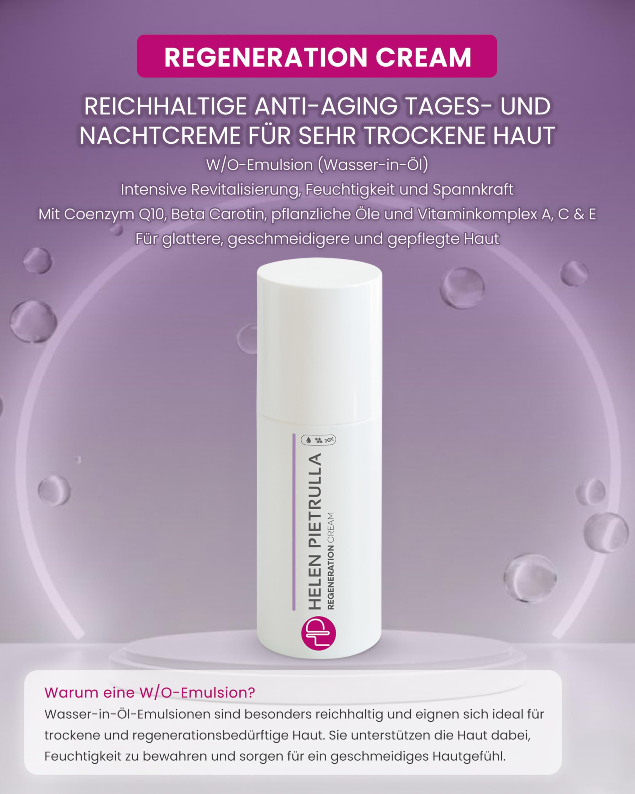 Helen Pietrulla - Regeneration Cream (100ml) reichhaltige Anti-Aging Tages-/Nachtcreme - mit Retinol, Vitamin C, Vitamin E - intensive Revitalisierung, Feuchtigkeit und Spannkraft