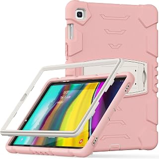 Capa à prova de choque para Samsung Galaxy S5E 10,5 polegadas SM-T720/T725 (2019) Capa infantil, capa para tablet híbrida de TPU resistente com suporte, rosa
