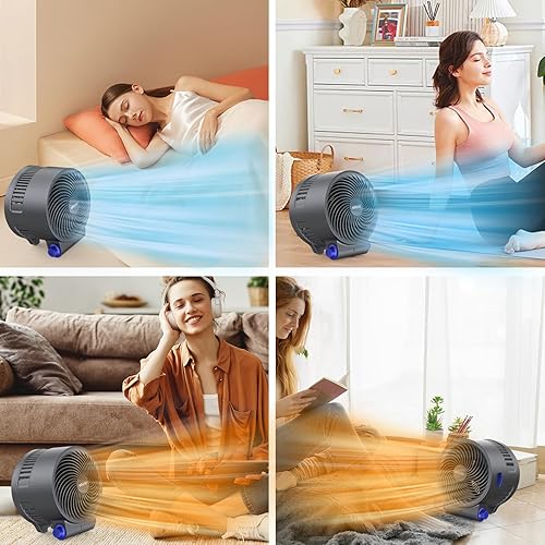 Miniatura 7 de shinic Combo de ventilador de escritorio y calentador, ventilador de circulación de aire de refrigeración portátil, protección contra