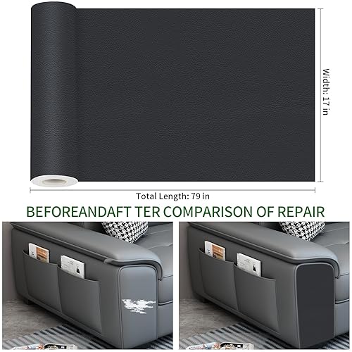 Miniatura 7 de Parche de reparación de cuero grande de 17 x 79 pulgadas, cinta autoadhesiva de reparación de cuero, parches de cuero para muebles de sofá, sillas