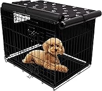 PetPrime Waterproof Dog Crate Cover for 24-48 Inch Wire Kennels - Durable Outdoor Protection, Ventilation Shades, Easy Install
