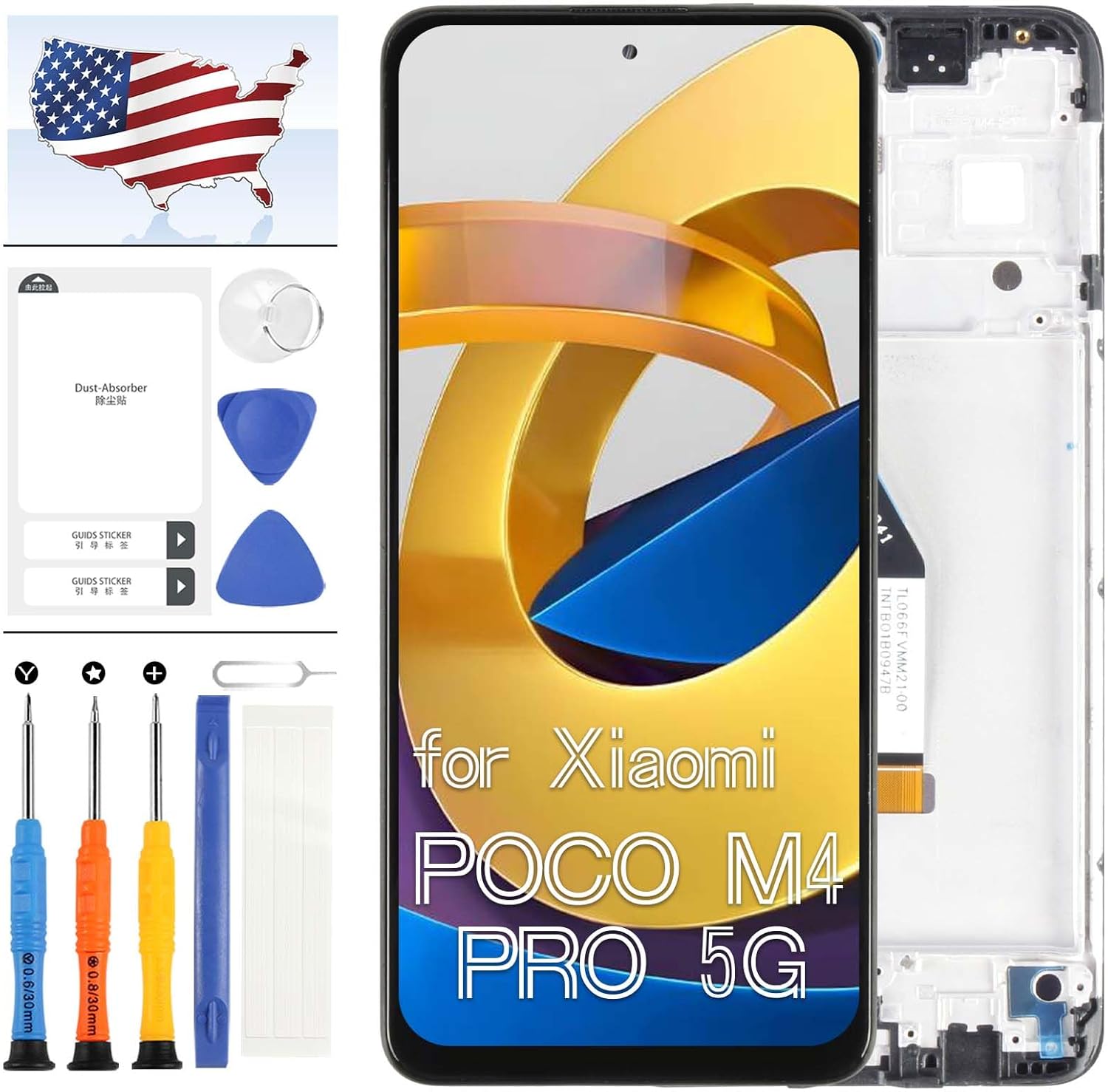 A-MIND TFT for Xiaomi Poco M4 Pro 5G Screen Replacement for Xiaomi Poco M4 Pro 5G 21091116AG 6.6 inch LCD Display Touch Screen Digitizer Full Assembly Kit Black with Frame