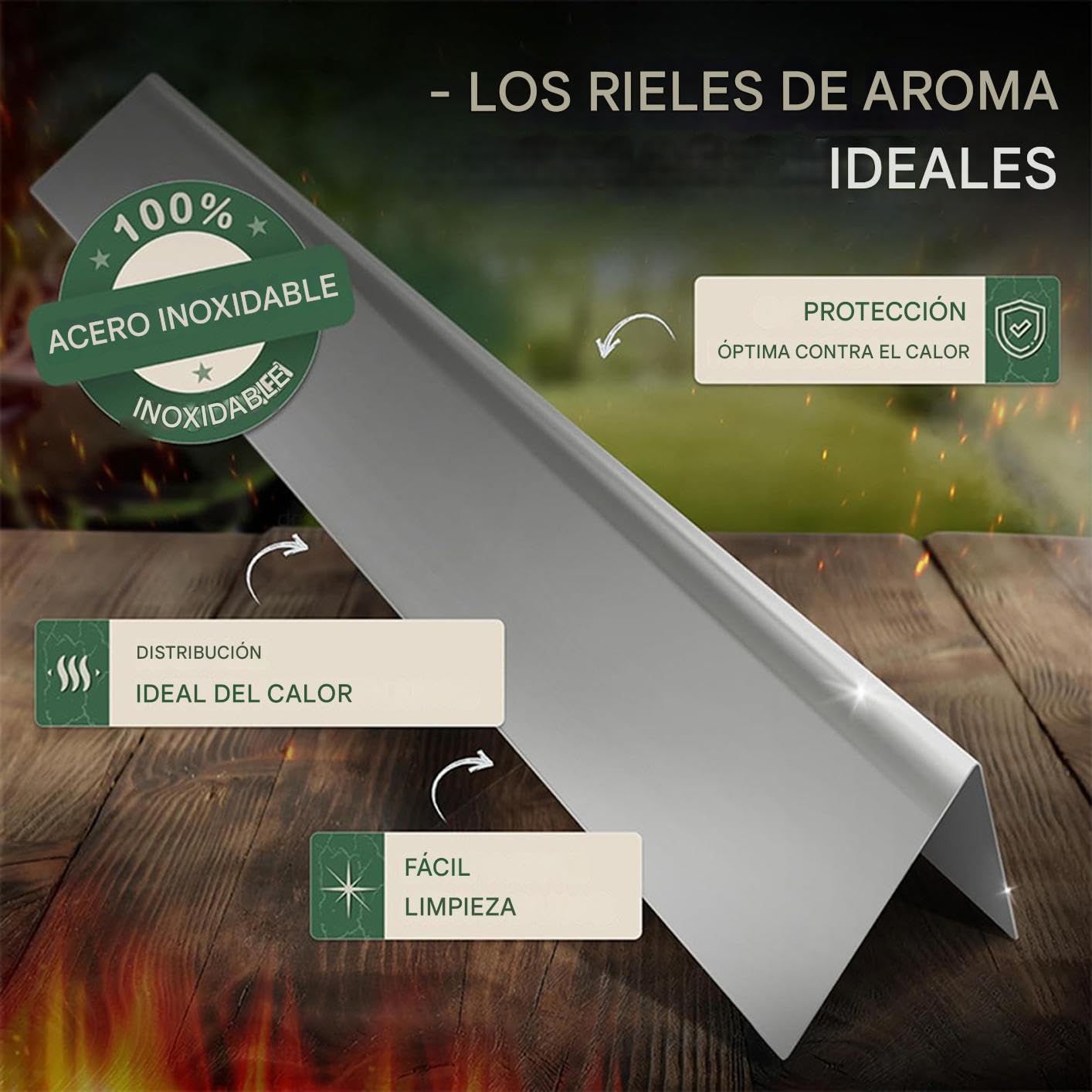Barras Saborizadoras Parrilla 5 Piezas Placas Calentadoras Saborizadoras | Accesorios de Parrilla en Acero Inoxidable Rejillas Aromáticas para Barbacoa Camping Reuniones Viajes Diario