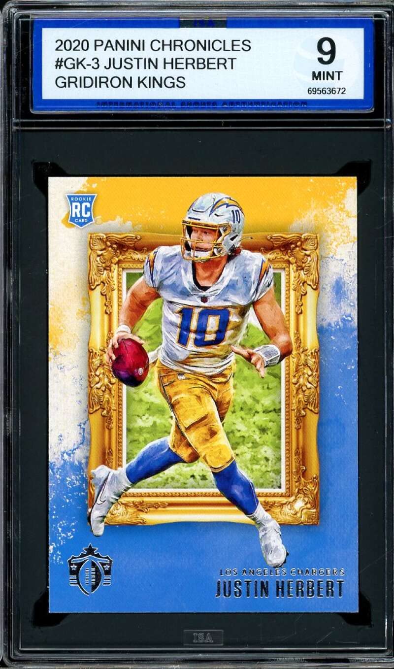 Amazon.com: Justin Herbert Rookie 2020 Panini Chronicles Gridiron Kings  #GK-3 ISA 9 MINT : Collectibles & Fine Art