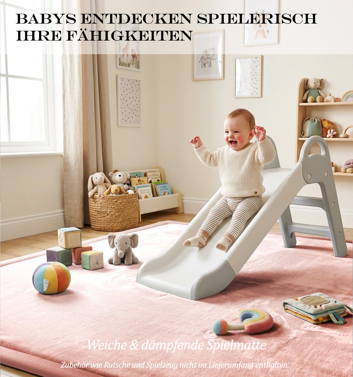 AEOCOO Krabbelmatte Baby 180x200 cm – 3,3 cm extra Dicke Krabbeldecke & Spielmatte aus Schaumstoff, rutschfest, für Laufgitter, Wohnzimmer Kinderteppich, Rosa