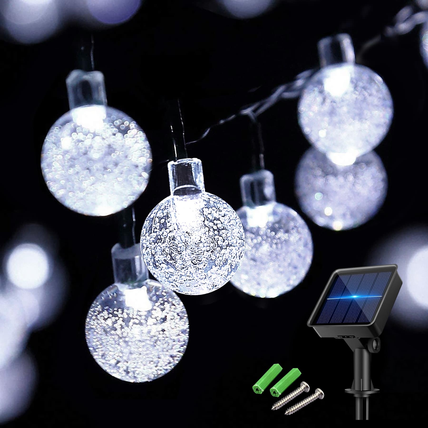 Knayis Solar Fairy Lights Outdoor Garden,30LED Solar String Lights Waterproof,8 Modes 5M/16Ft Solar Garden Lights for Yard Patio Gazebo Parties Christmas Wedding Decorations(Cold White)