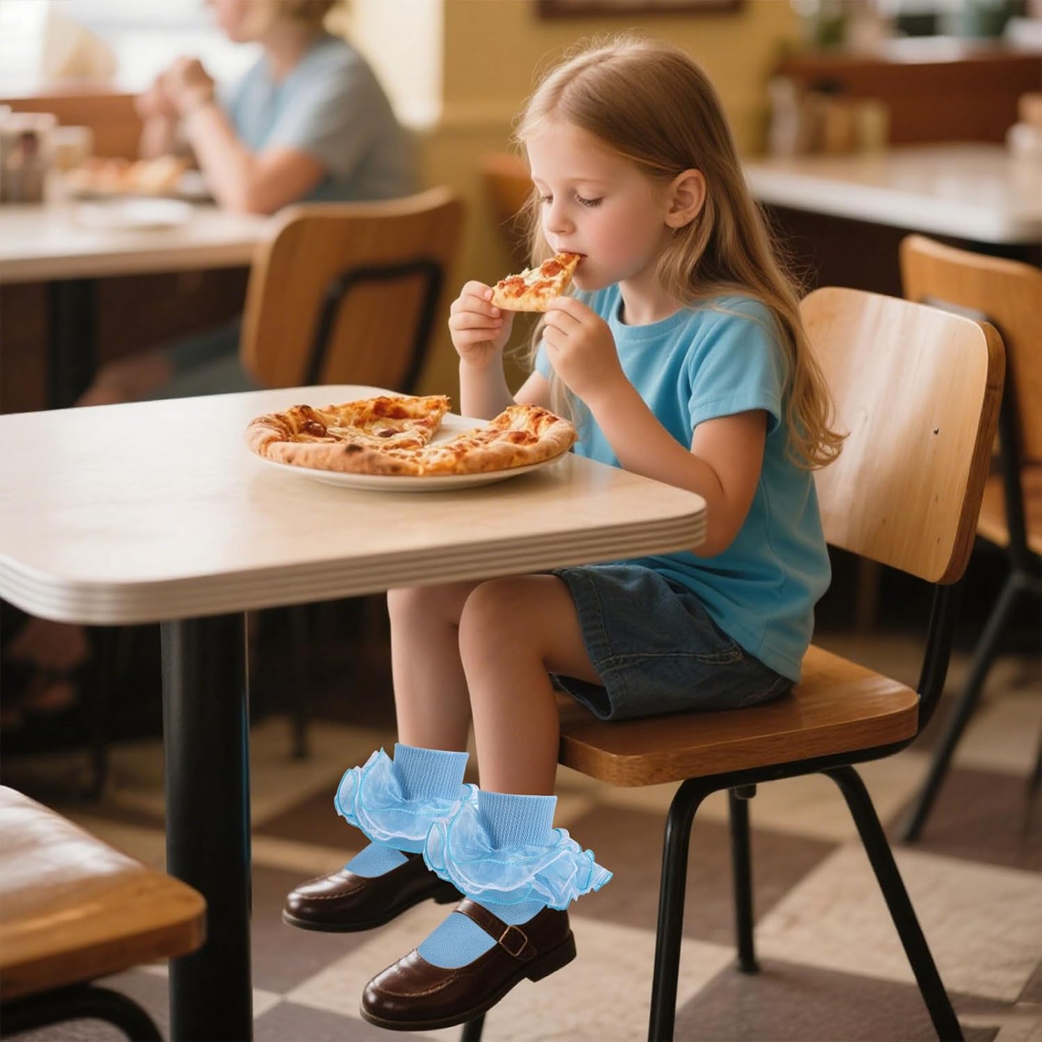 Girls Ruffle Socks 4-Layer Toddler Big Lace Frilly Little Girl Turn Cuff Fancy Pageant Dress Socks for Kids - Image 2