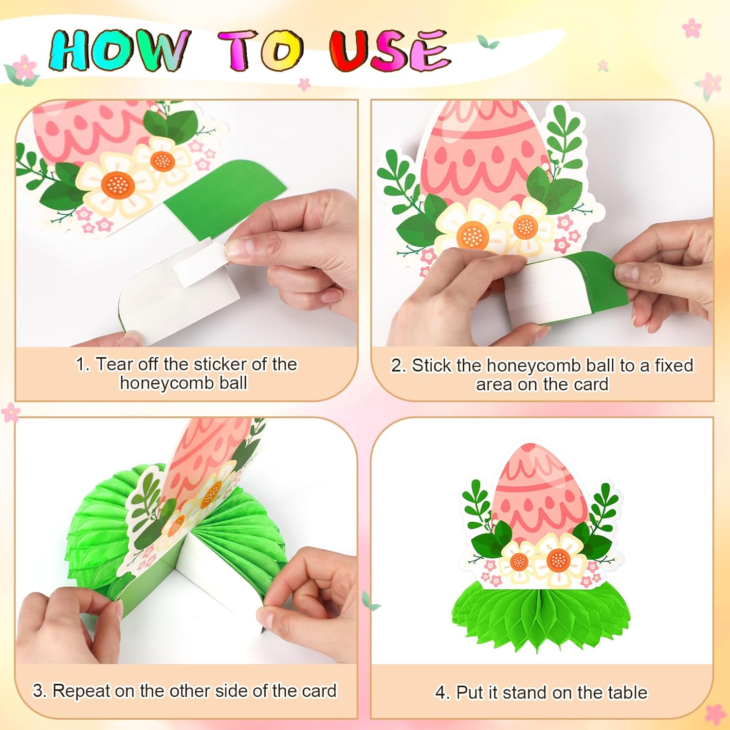 9pcs Happy Easter Honeycomb Decorations, 3D Easter Table Decorations,EasterEgg Bunny Centerpiece with Ballon for Easter Party Family Gathering Decoration