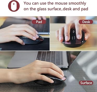LeadsaiL Wireless Mouse for Laptop, Silent Cordless USB Mouse, 6 Buttons, Battery Included, 1600DPI with 3 Adjustable Levels (Dark Red)