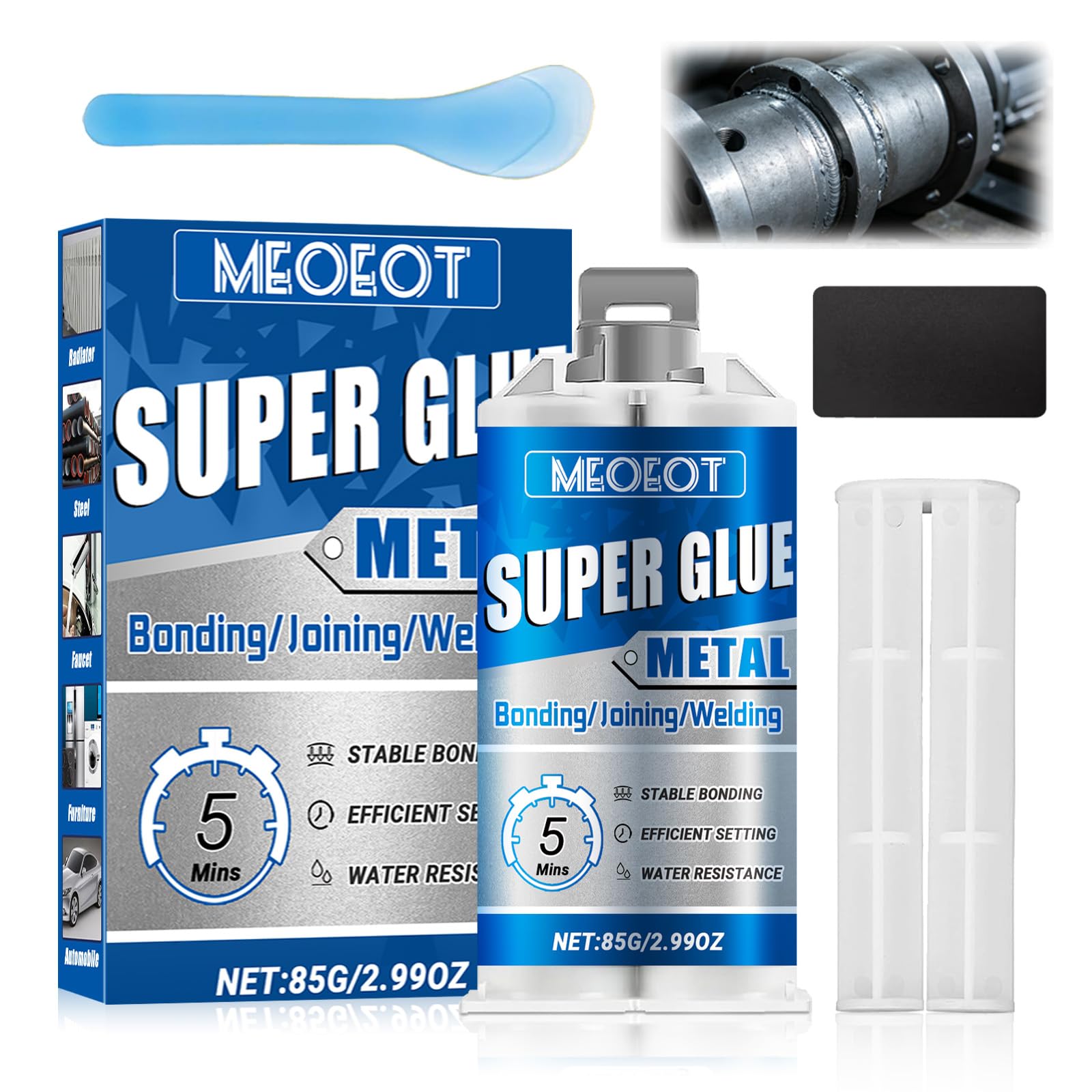 Extra Strong Metal Glue, 85 g Liquid Metal Glue, Water-Resistant, Two-Component Epoxy Glue, for Welding in Stainless Steel, Aluminium Alloy