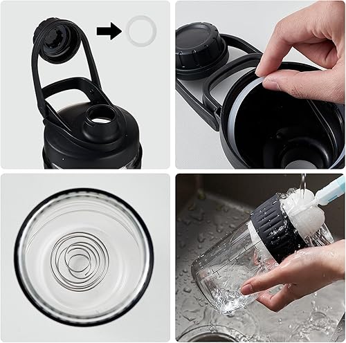 Miniatura 6 de Botella agitadora pequeña de vidrio de 16 onzas, polvo de proteína de vidrio de borosilicato, mezcla de vasos pequeños para mezclas de proteínas con