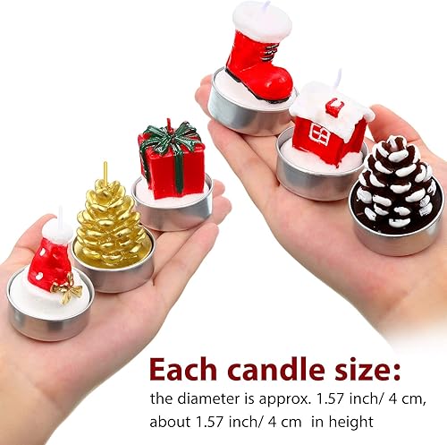 Miniatura 6 de 12 velas de Navidad hechas a mano con delicadas velas de Papá Noel, muñeco de nieve, piñas, árbol de Navidad, zapatos, casa, velas de sombrero de