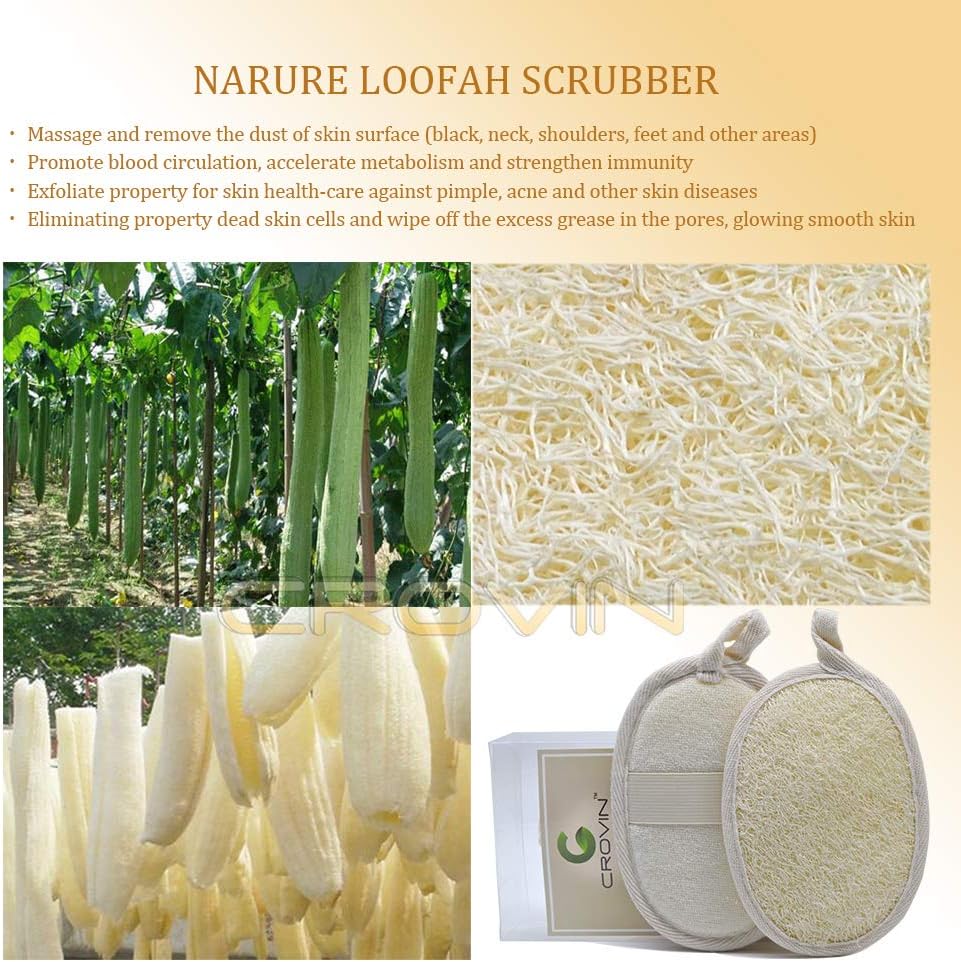 Crovin Loofah Pads - Exfoliating Loofah Body Scrubber 100% Natural Bath Sponge for Men and Women’s SPA - 6 Packs Gifts Luffa Package,Perfect for Bath Shower : Beauty & Personal Care