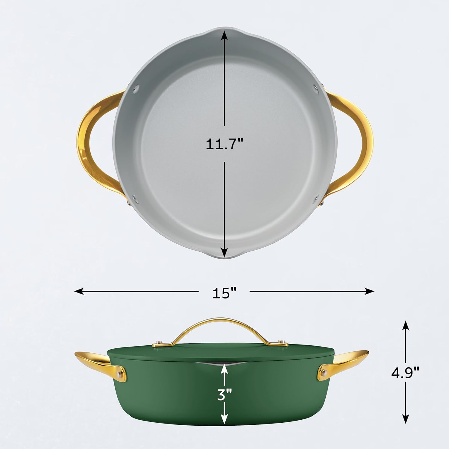 Tramontina Fiora 4.25-Quart Multipurpose Ceramic Non Stick Cooking Pan with Lid, Green