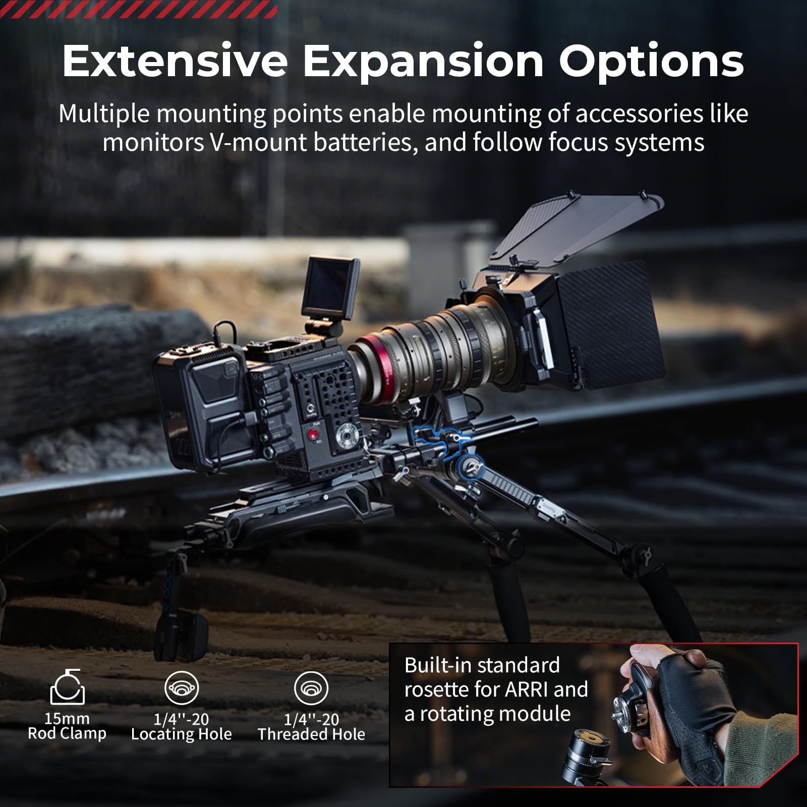 SMALLRIG Schulter-Rig-Kit für VCT-14, EIN-Tasten-Schnellverschluss, für Sony, für Canon Kinokameras, maximale Traglast von 20 KG (44 lb), mit 1/4'' Gewinde & 15mm Stangenklemme, HawkLock SR009-5199