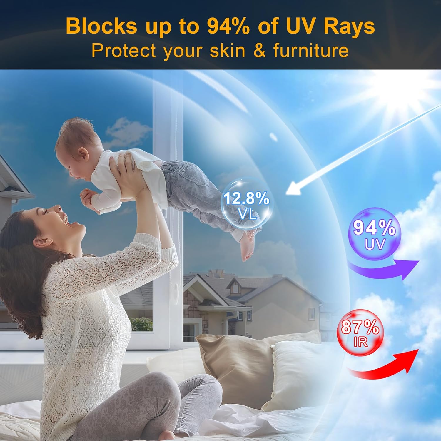 Window Privacy Film See Out Not in, One Way Privacy Window Film, Removable Window Tint for Home, Reflective Static Cling Window Film Heat Blocking, Black Silver, 23.6 inch X 157.4 inch