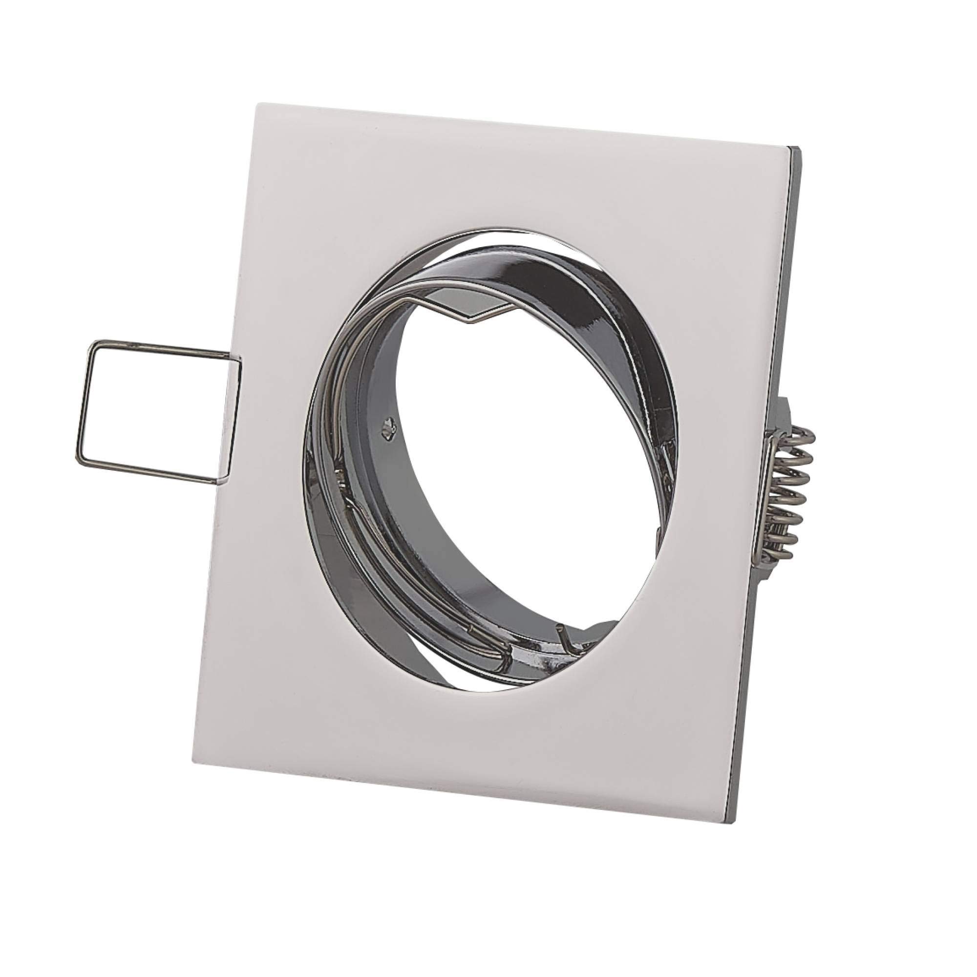 6 focos empotrables LED cromados cuadrados 9 W, blanco neutro 230 V plano – Foco empotrable GU10 orientable – Montaje por perforación 75 mm – Focos para techos – focos