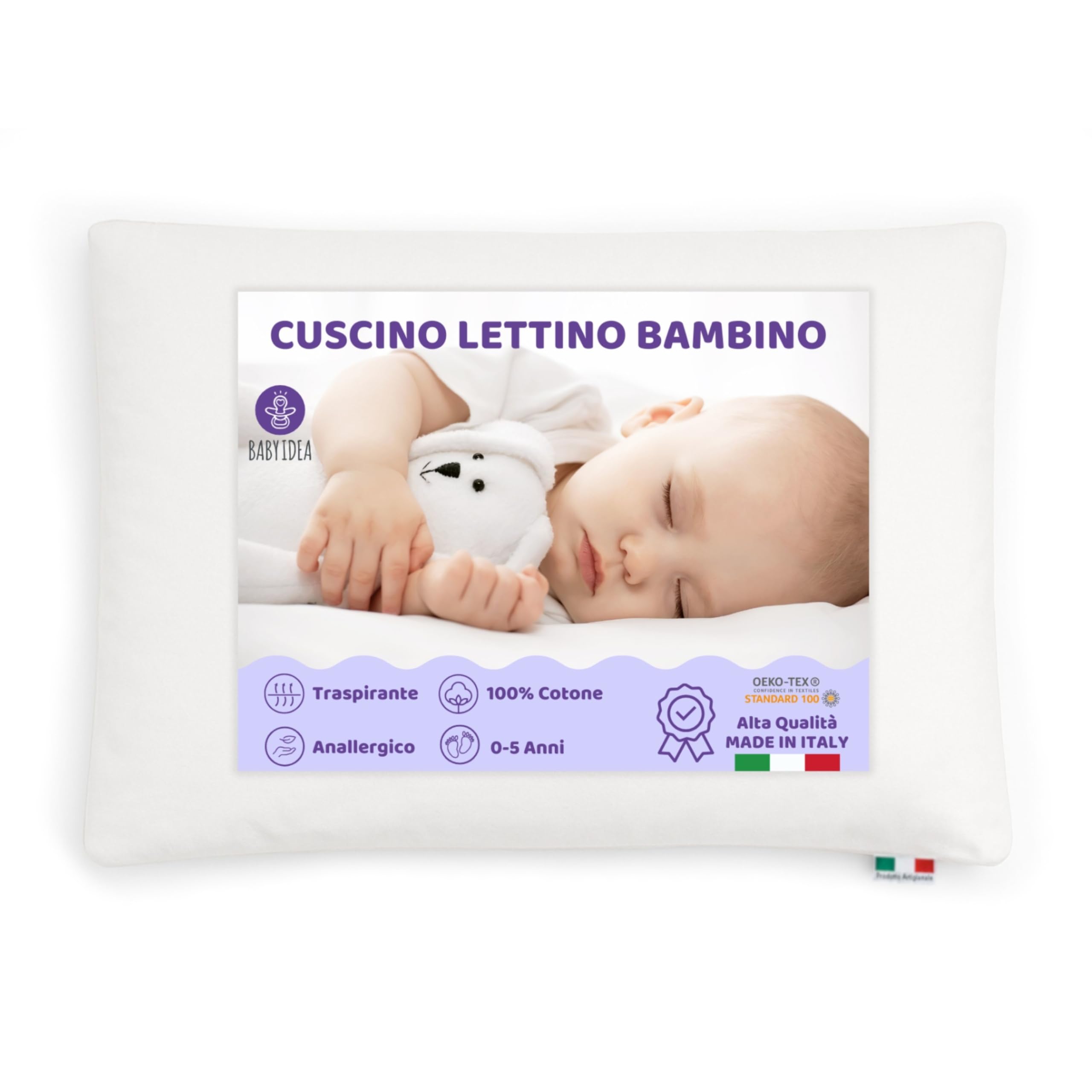Baby Idea Babysanity Cuscino Letto Antisoffoco Traspirante Per Lettino Neonato Oeko-Tex