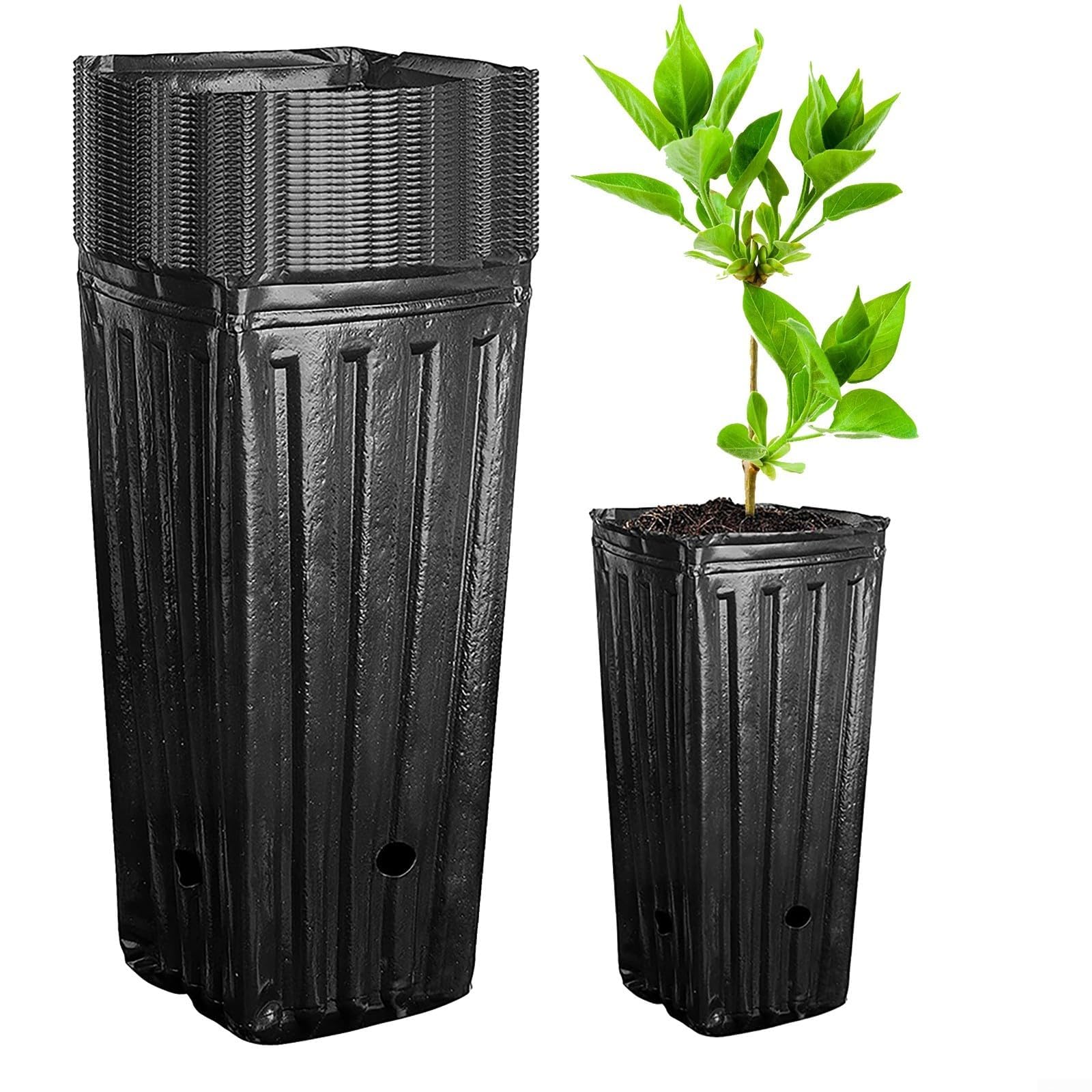 Pots profonds en plastique pour arbres avec drainage Lot de 20