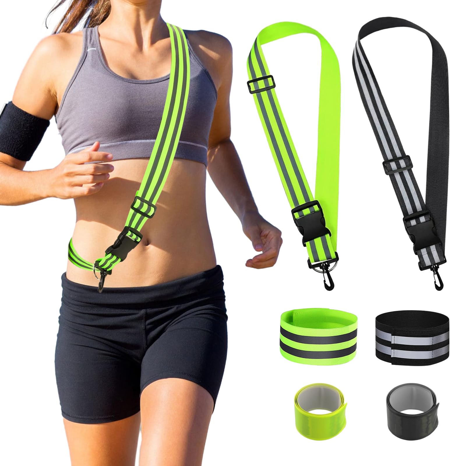 Set Nastri Riflettenti Boyiee - Fascia Braccio, Cintura E Clip - Per Jogging, Bici E Sicurezza Noturna