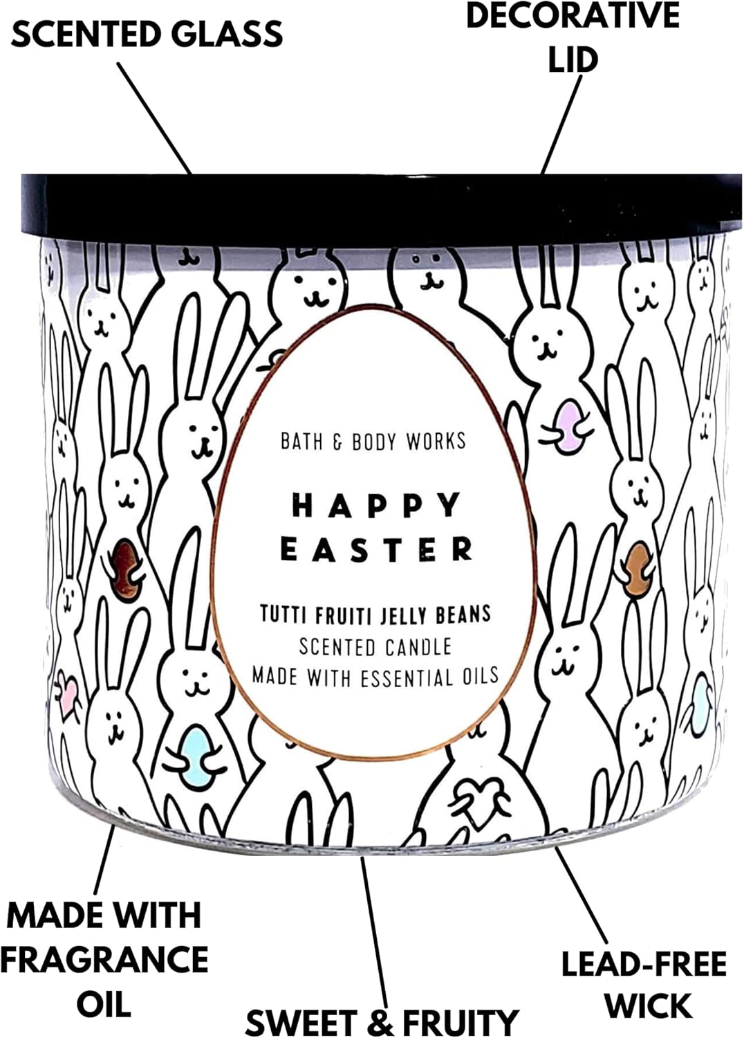 Bath and Body Works Tutti Fruity Jelly Bean 3-Wick Candle 14.5 oz / 411 g