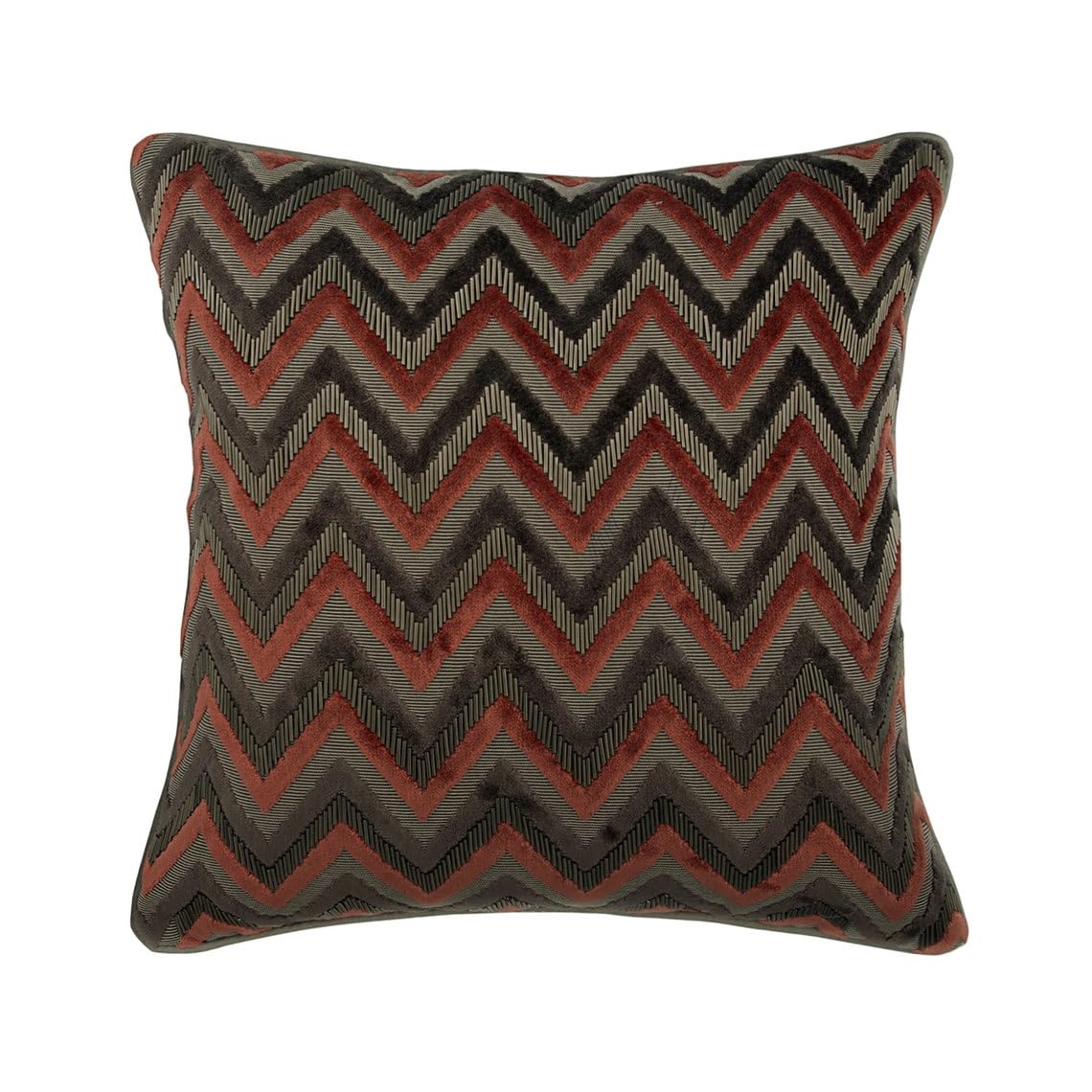 The HomeCentric Decorative Grey Euro Cushion Sham, 65x65 cm (26x26 inch) Velvet Cushion Cover For Sofa, Cushion Covers with Chevron Patterned, Modern Style Cushioncase - Dress Chevron โ image 1