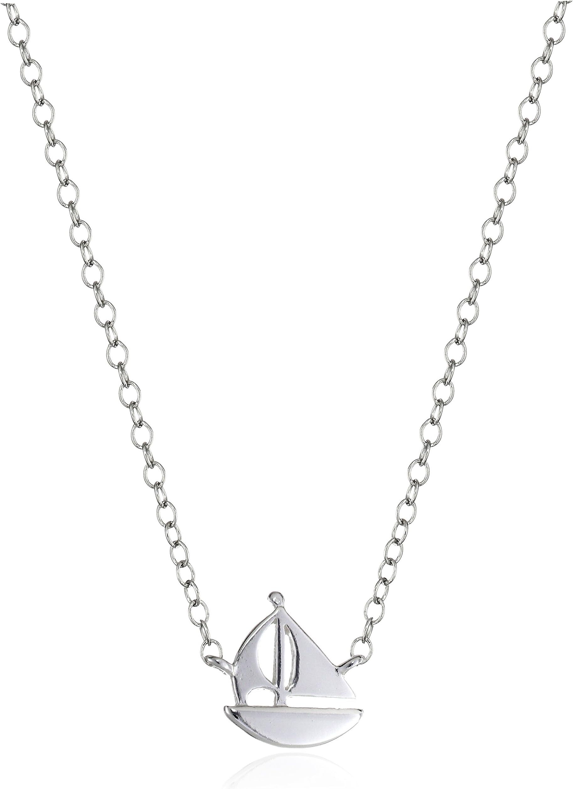 Sterling Silver Mini-Sailboat Pendant Necklace, 16" + 2" Extender