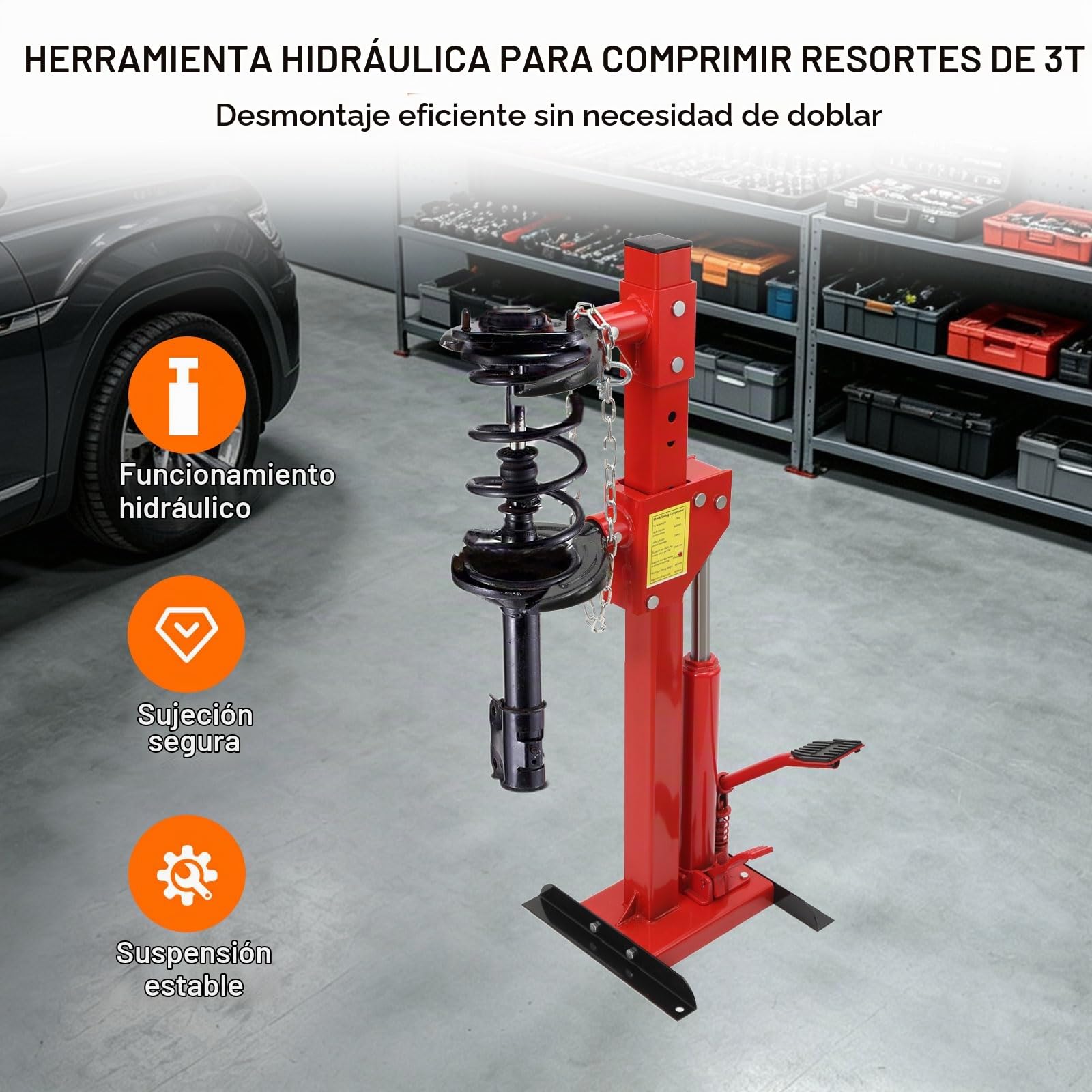 Compresor Muelles Amortiguador 3T/6600LB Altura Regulable 495-820mm