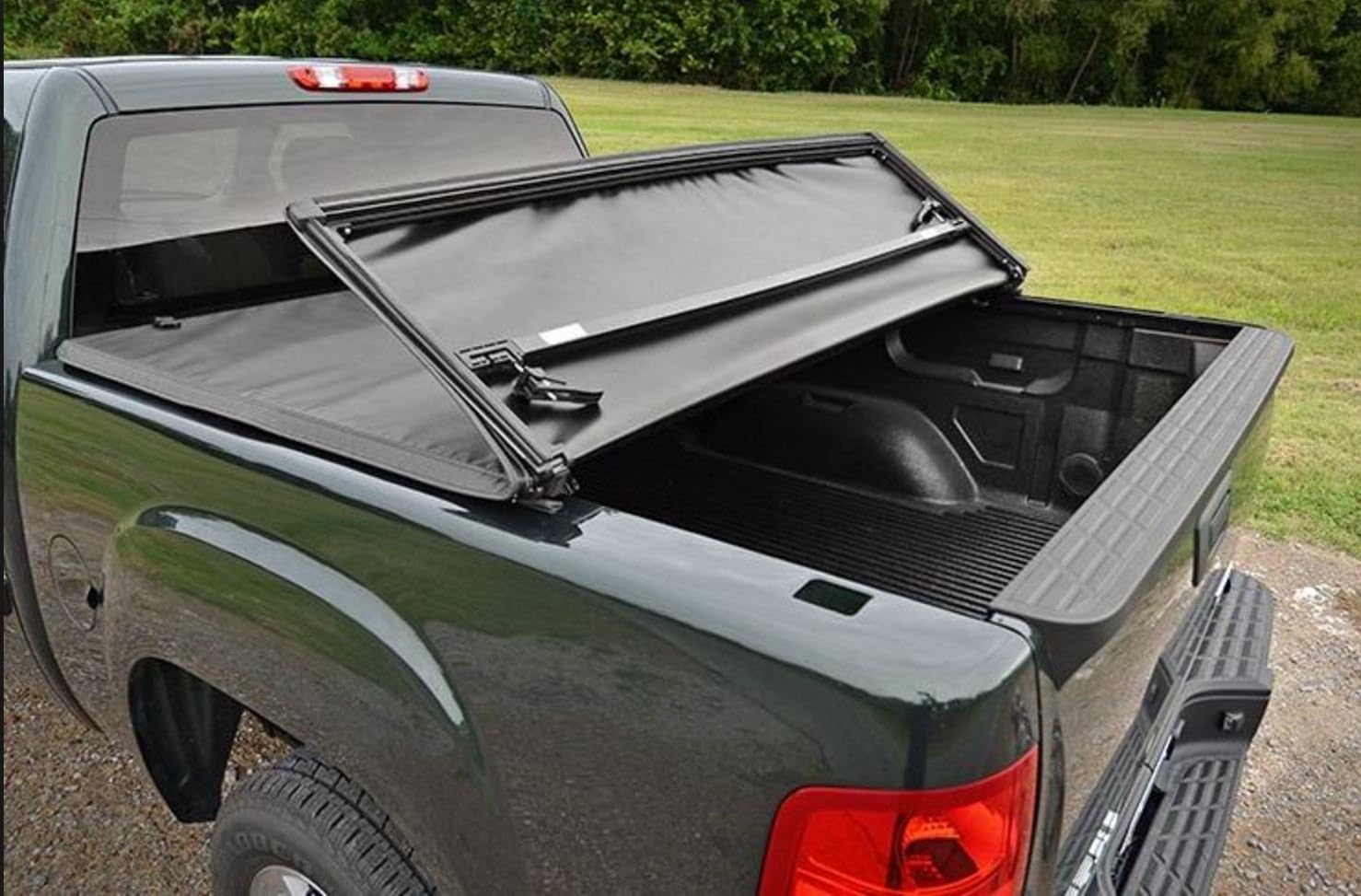 Tri-Fold Soft Tonneau Cover+16X Led Lights Compatible with 94-03 Chevy S10/S15 Sonoma 6'/72" Bed
