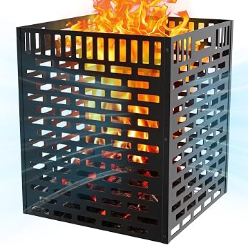 Heavy Duty Burn Barrel 63 Gallon Outdoor Steel Incinerator Drum with Burn Cage, Rust-Resistant Coating for Yard Waste, Leaves, Paper & Wood Burning