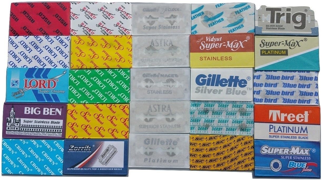 Amazon.com: 80 BEST Double Edge Blade Sampler FEATHER BLUEBIRD ASTRA ...