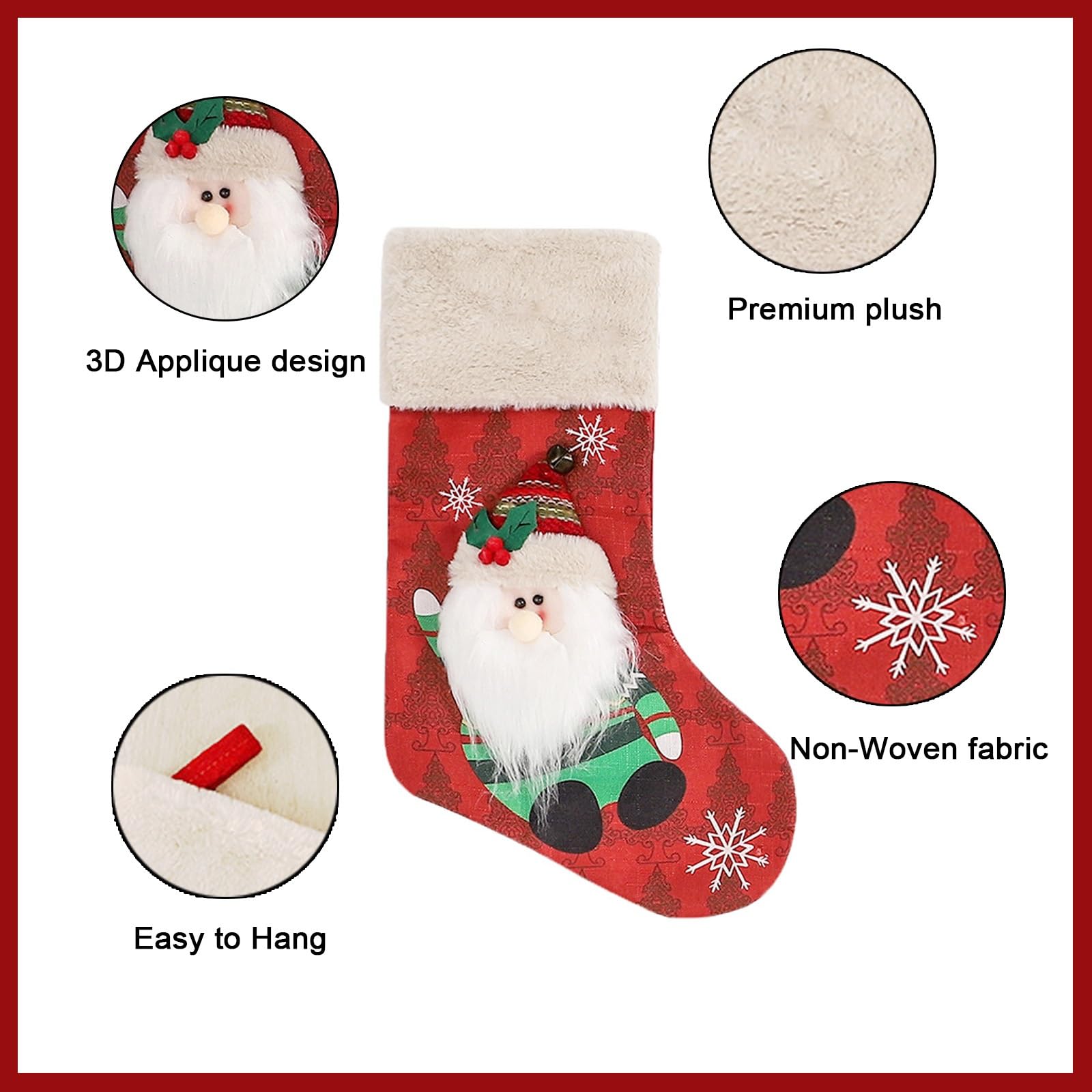 Weihnachtsstrumpf-Set, 5 Stück, Große Weihnachtsstrümpfe, Dekorationen, Weihnachtsstrumpf Mit Weihnachtsmann, Für Treppen, Kamin, Zum Aufhängen, Weihnachtsdekoration Für Zuhause