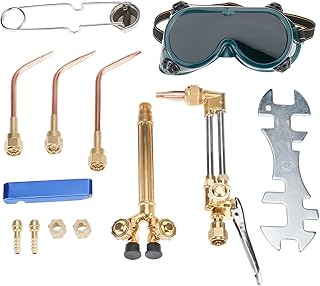 Oxygen & Acetylene Cutting Torch Kit Gas Welder Set 12 PCS Welding and Cutting Tools with Welding Goggles, Cutting Nozzle & Attachment