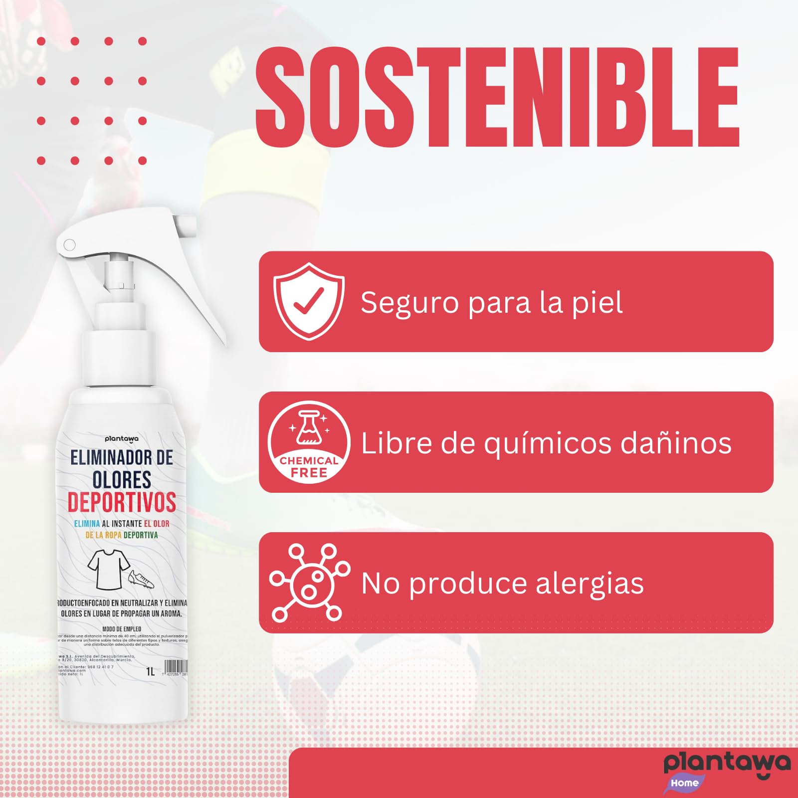 Eliminador de Olores Deportivos 1L Neutralizador de Ropa y Calzado Spray
