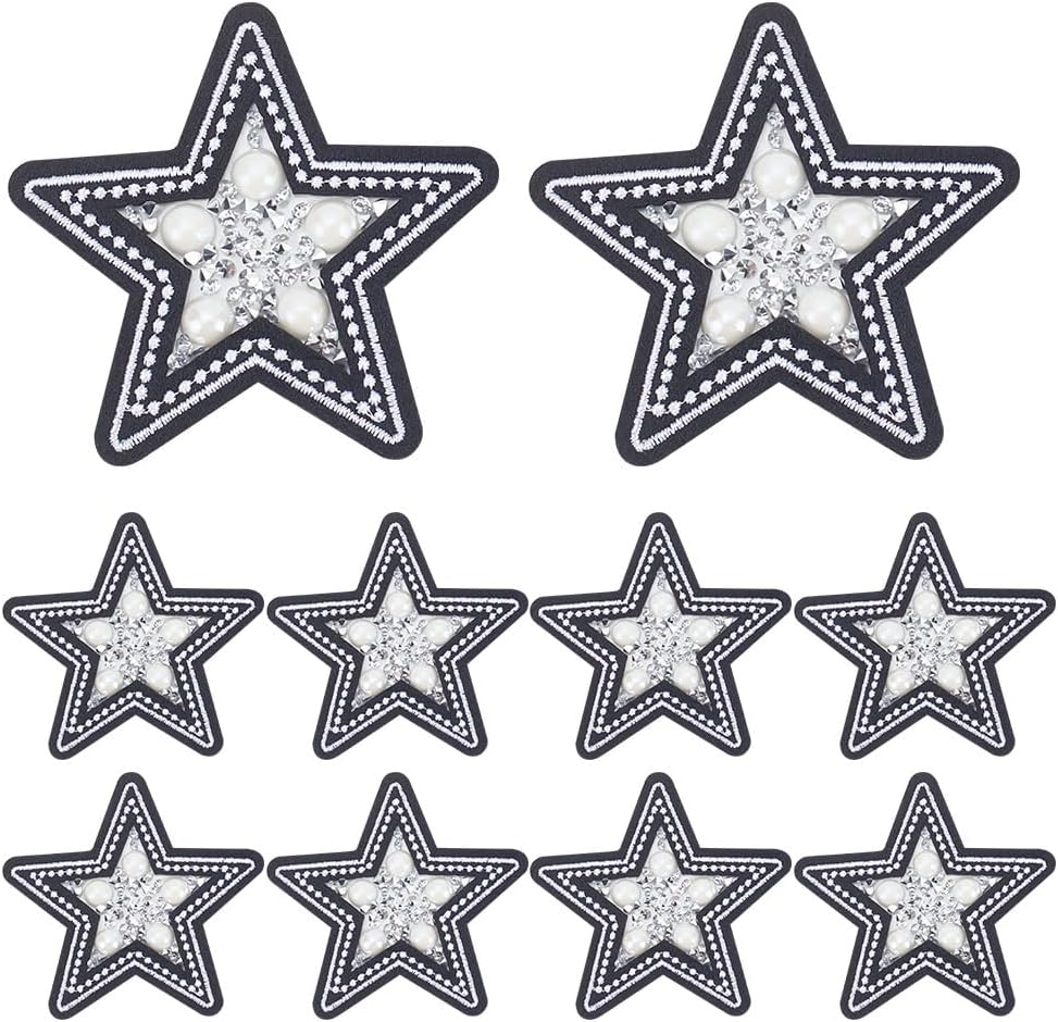 10 Pcs Rhinestone Moon Patch for Clothes Crystal Embroidered Moon Sticker Applique Iron/Sew on Transfer Badges Bling Patch for Clothes Bags Jeans Hat Shoes Sewing Accessory DIY Craft 2.4''